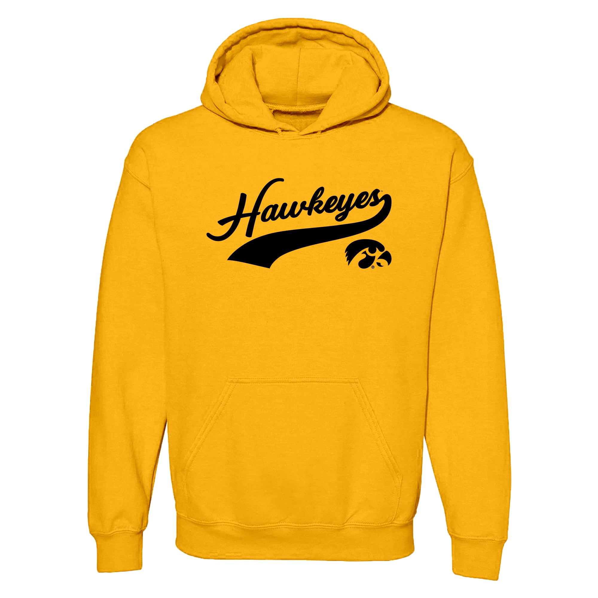 Iowa Gold Script Iowa Hawkeyes Baseball Jersey Script Hoodie - Gold