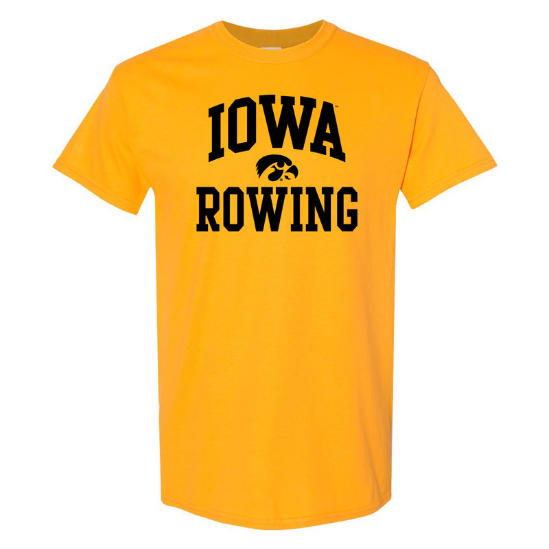 University of Iowa Hawkeyes Arch Logo Rowing Short Sleeve T Shirt - Gold