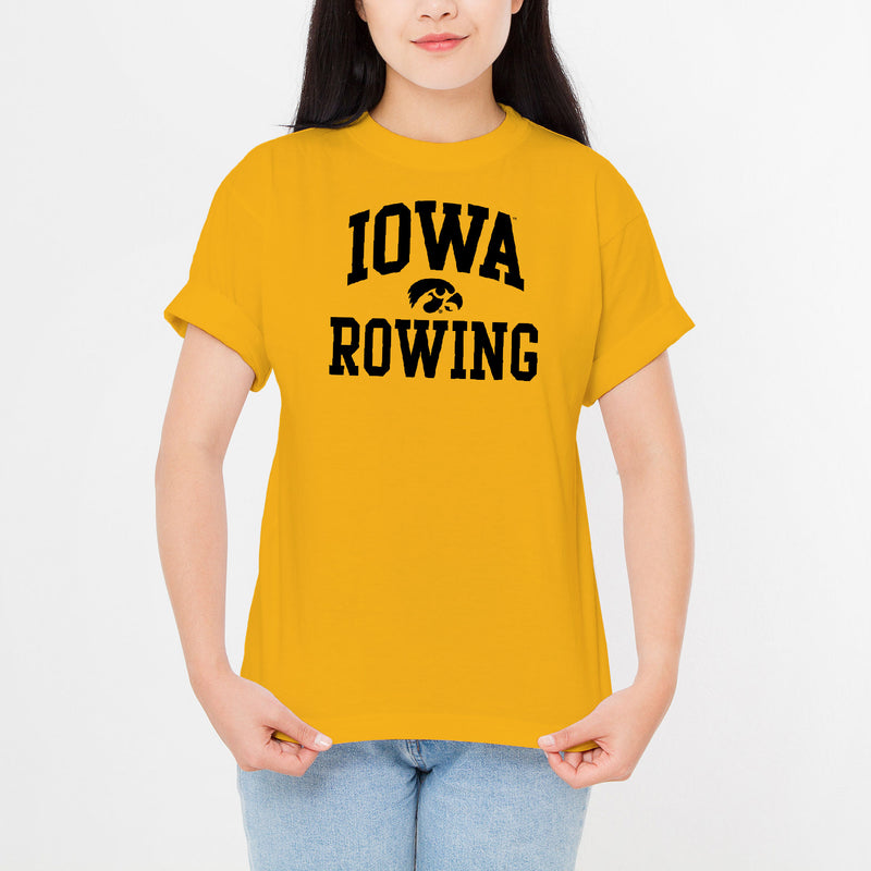 University of Iowa Hawkeyes Arch Logo Rowing Short Sleeve T Shirt - Gold