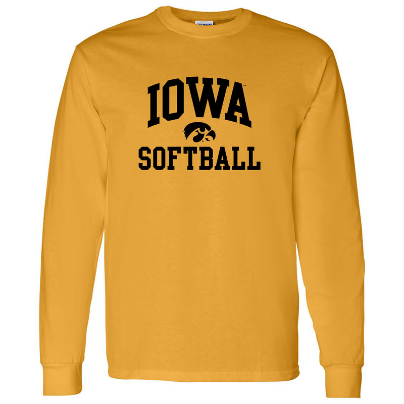 University of Iowa Hawkeyes Arch Logo Softball Long Sleeve T Shirt- Gold