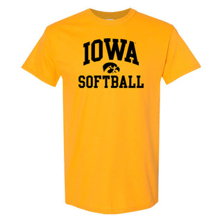 University of Iowa Hawkeyes Arch Logo Softball Short Sleeve T Shirt - Gold