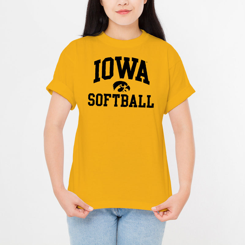 University of Iowa Hawkeyes Arch Logo Softball Short Sleeve T Shirt - Gold