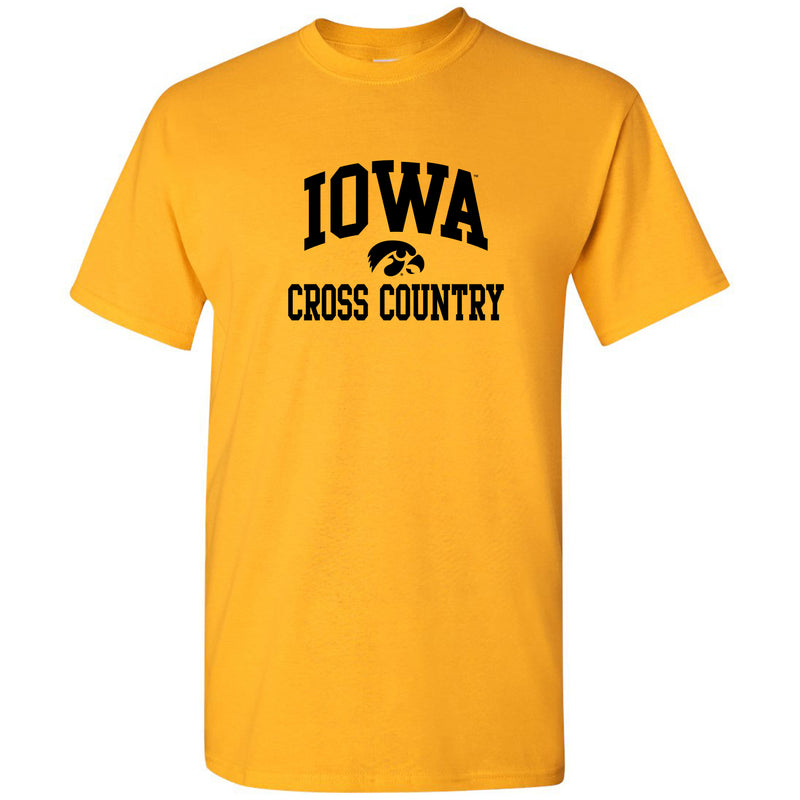 University of Iowa Hawkeyes Arch Logo Cross Country Sleeve T Shirt - Gold