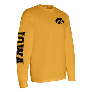 Iowa Hawkeyes Double Sleeve Print Long Sleeve Shirt - Gold