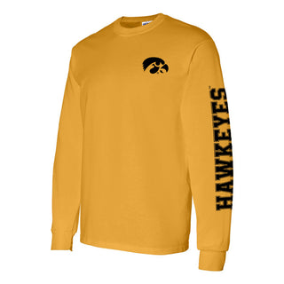 Iowa Hawkeyes Double Sleeve Print Long Sleeve Shirt - Gold
