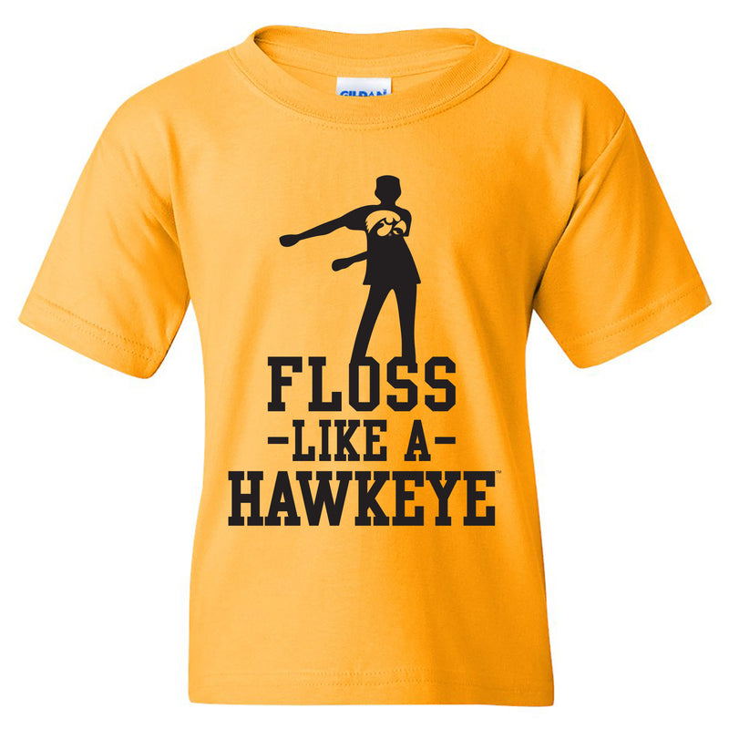 University of Iowa Floss Like a Hawkeye Youth Short Sleeve T Shirt - Gold