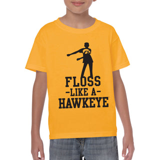 University of Iowa Floss Like a Hawkeye Youth Short Sleeve T Shirt - Gold