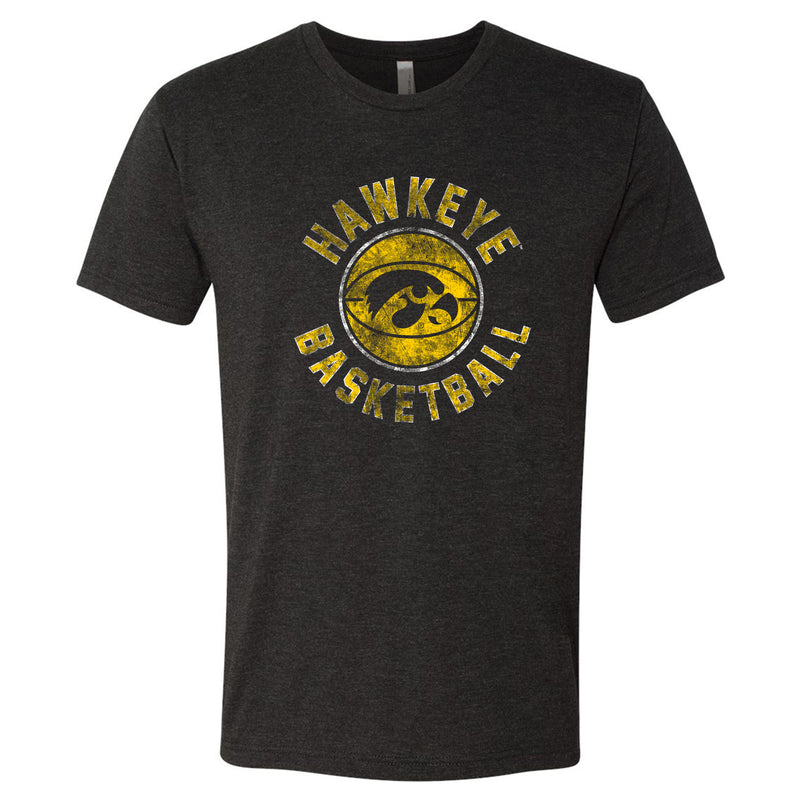 University of Iowa Hawkeyes Basketball Distress Next Level Short Sleeve T Shirt - Vintage Black