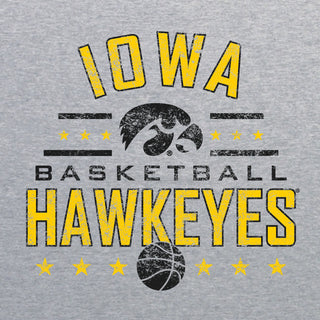 University of Iowa Hawkeyes Basketball Arch Stars Short Sleeve T Shirt - Sport Grey