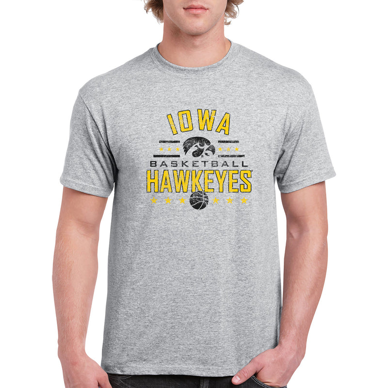 University of Iowa Hawkeyes Basketball Arch Stars Short Sleeve T Shirt - Sport Grey