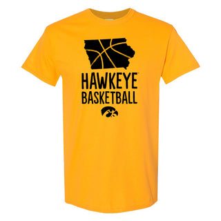 University of Iowa Hawkeyes Basketball Brush State Short Sleeve T Shirt - Gold