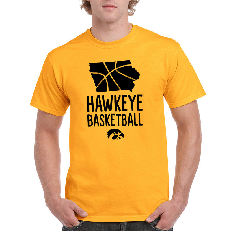 University of Iowa Hawkeyes Basketball Brush State Short Sleeve T Shirt - Gold
