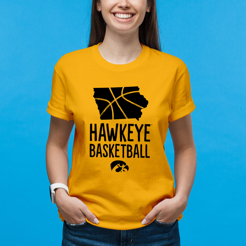 University of Iowa Hawkeyes Basketball Brush State Short Sleeve T Shirt - Gold