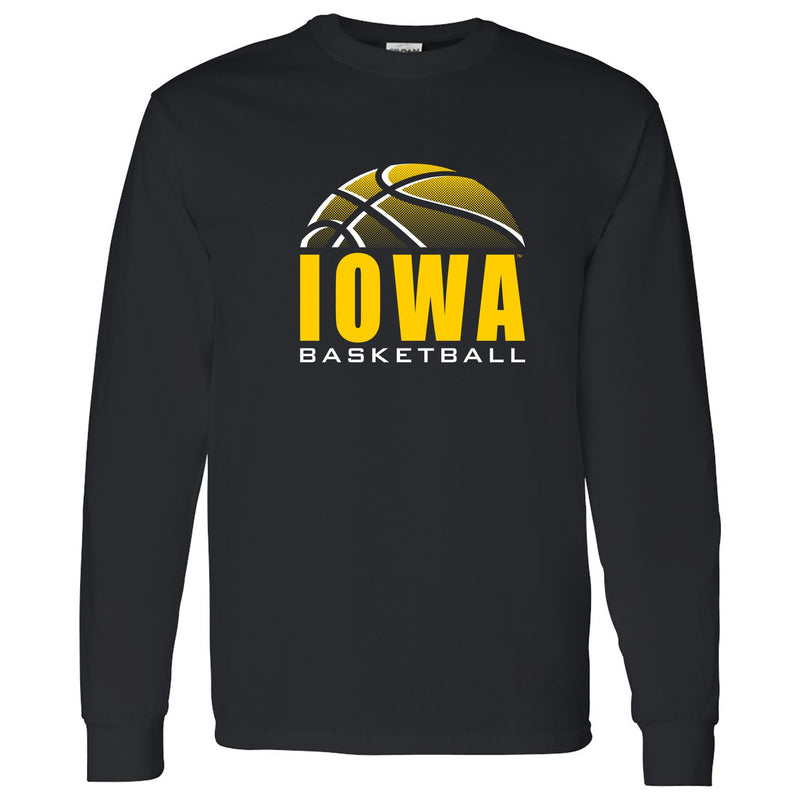University of Iowa Hawkeyes Basketball Shadow Long Sleeve T Shirt- Black