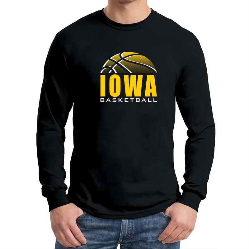 University of Iowa Hawkeyes Basketball Shadow Long Sleeve T Shirt- Black