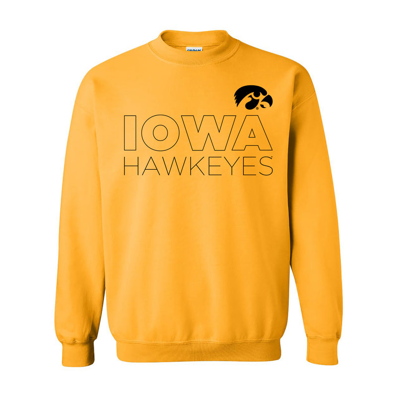 Modern Outline Iowa Hawkeyes Heavy Blend Crewneck Sweatshirt - Gold