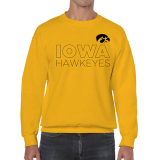 Modern Outline Iowa Hawkeyes Heavy Blend Crewneck Sweatshirt - Gold