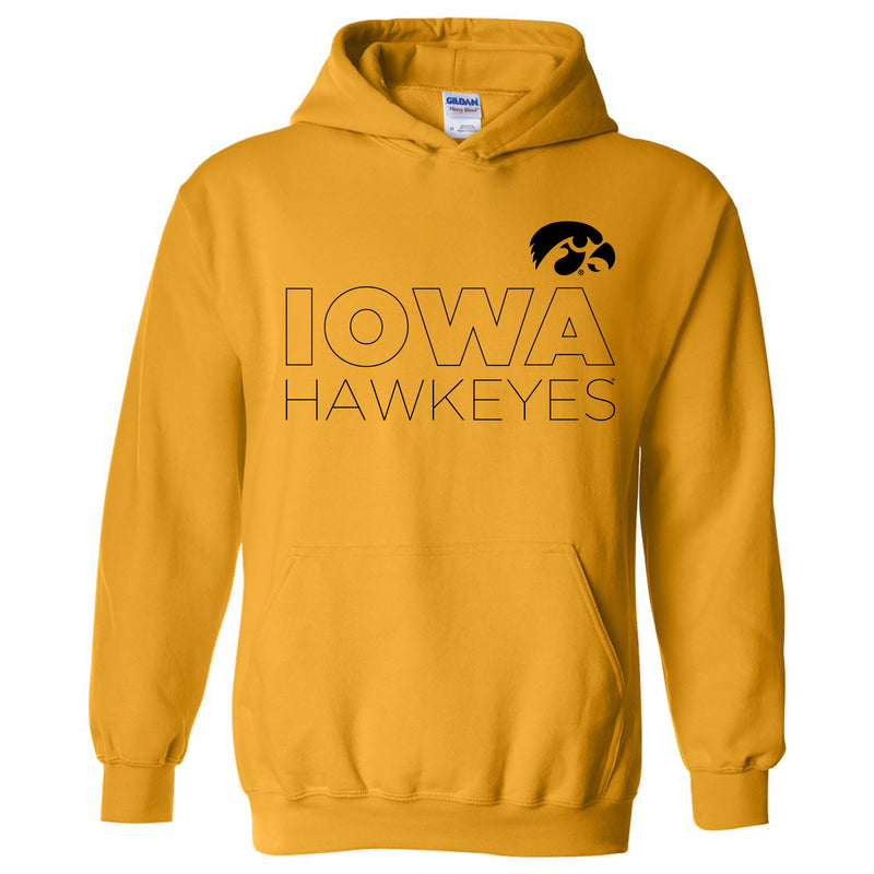 Modern Outline Iowa Hawkeyes Heavy Blend Hoodie - Gold