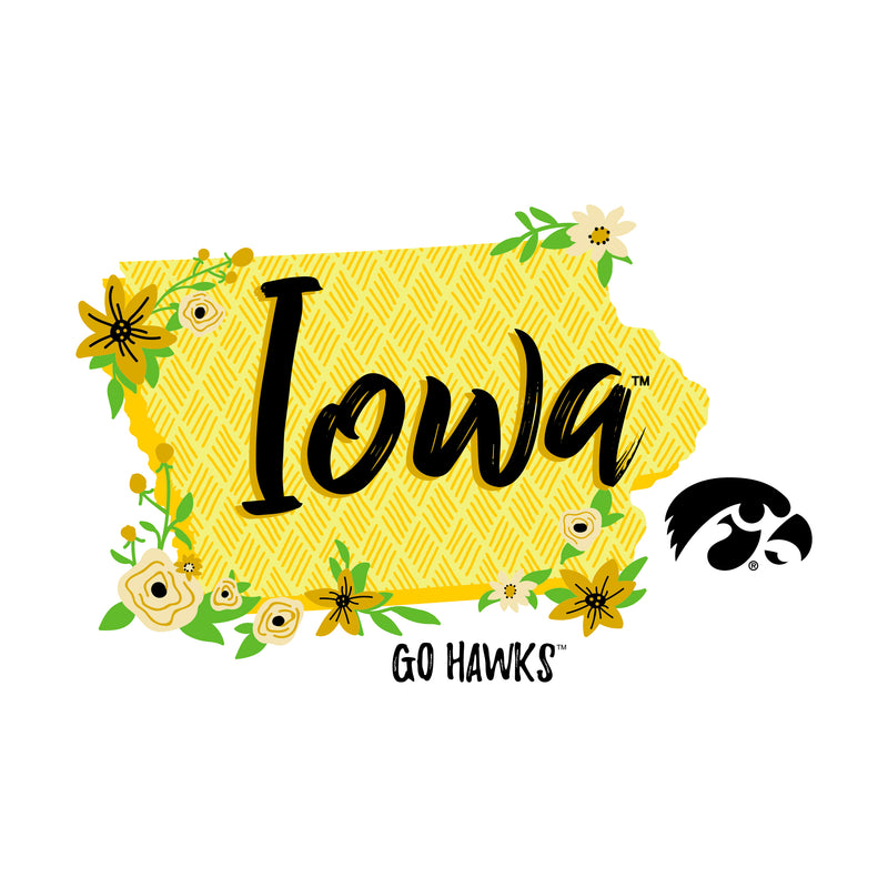 Floral State Iowa Hawkeyes Comfort Colors Short Sleeve T Shirt - White
