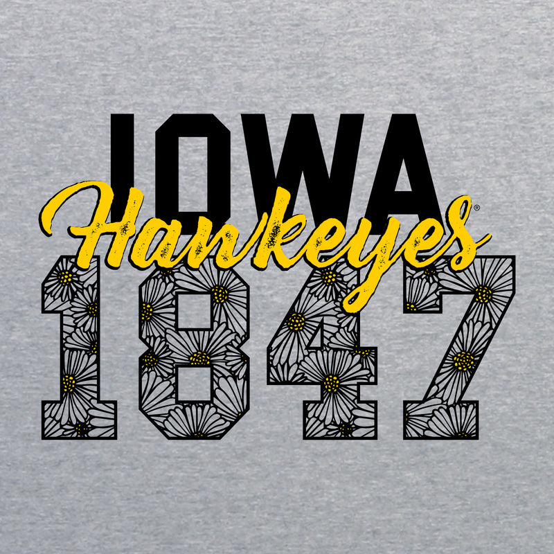 Iowa Hawkeyes Flower Power Heavy Cotton Tank Top - Sport Grey
