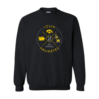 University of Iowa Hawkeyes Identity Stamp Heavy Blend Crewneck Sweatshirt - Black