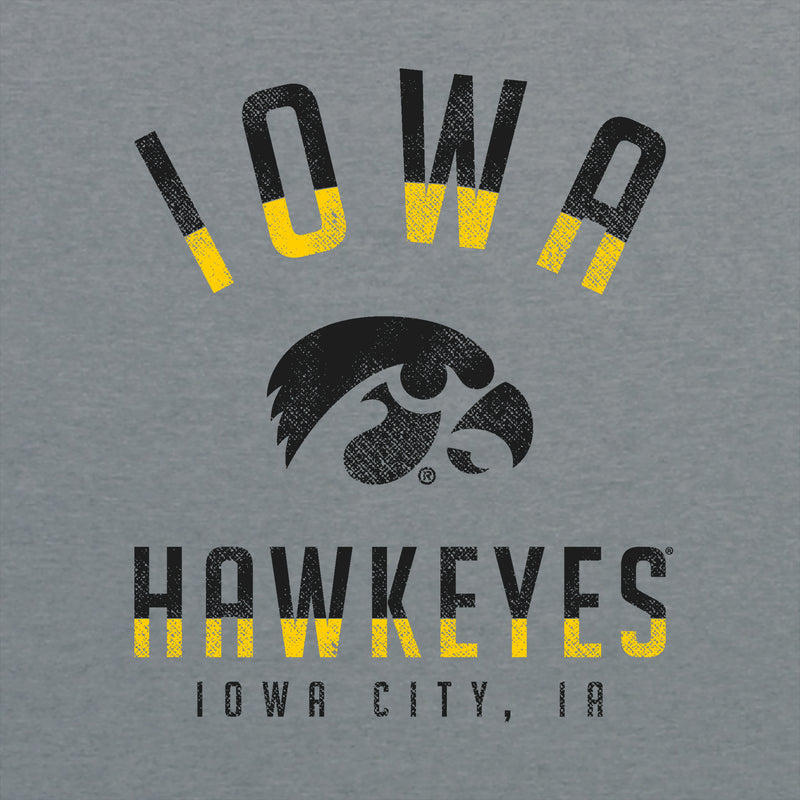 Division Arch Iowa Hawkeyes Canvas Triblend Short Sleeve T Shirt - Athletic Grey