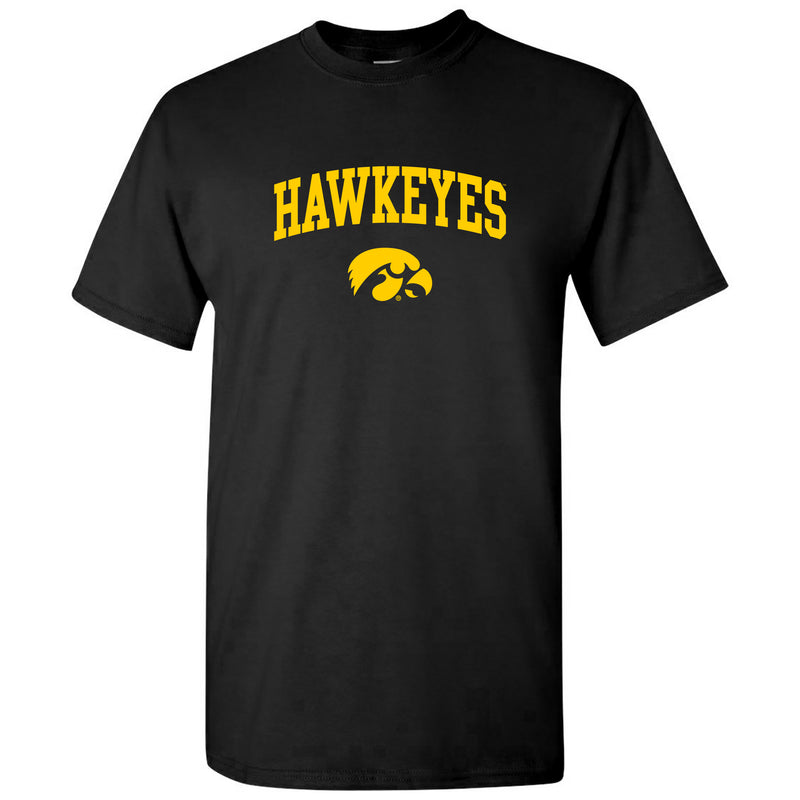 Mascot Arch Logo Iowa Hawkeyes Basic Cotton Short Sleeve T Shirt - Black