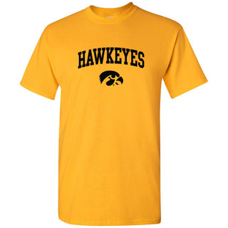 Mascot Arch Logo Iowa Hawkeyes Basic Cotton Short Sleeve T Shirt - Gold