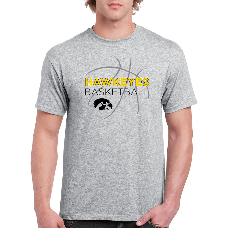 University of Iowa Hawkeyes Basketball Sketch Basic Cotton Short Sleeve T Shirt - Sport Grey