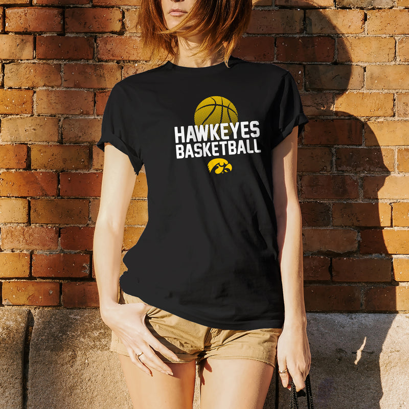 University of Iowa Hawkeyes Basketball Flux IBasic Cotton Short Sleeve T Shirt - Black