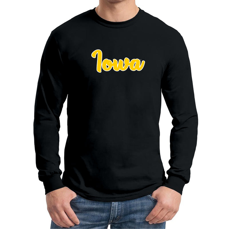 University of Iowa Hawkeyes Basic Script Cotton Long Sleeve T Shirt - Black