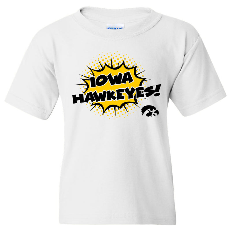 University of Iowa Hawkeyes Comic Blast Youth Basic Cotton Short Sleeve Tee - White