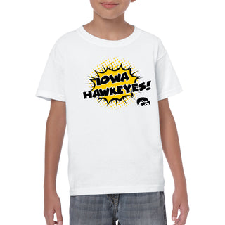 University of Iowa Hawkeyes Comic Blast Youth Basic Cotton Short Sleeve Tee - White