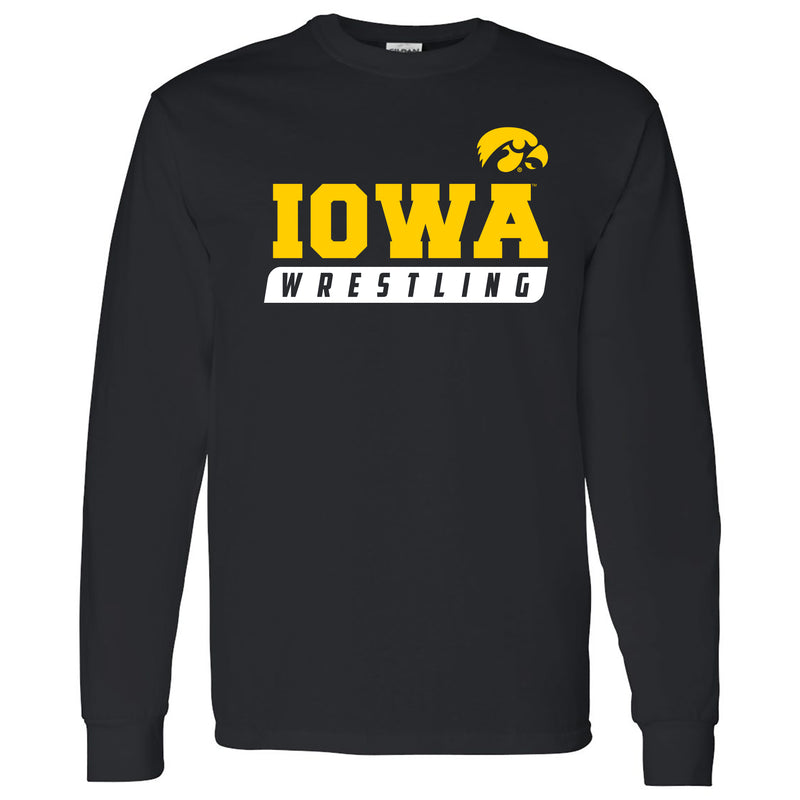 University of Iowa Hawkeyes Wrestling Slant Long Sleeve T-Shirt - Black