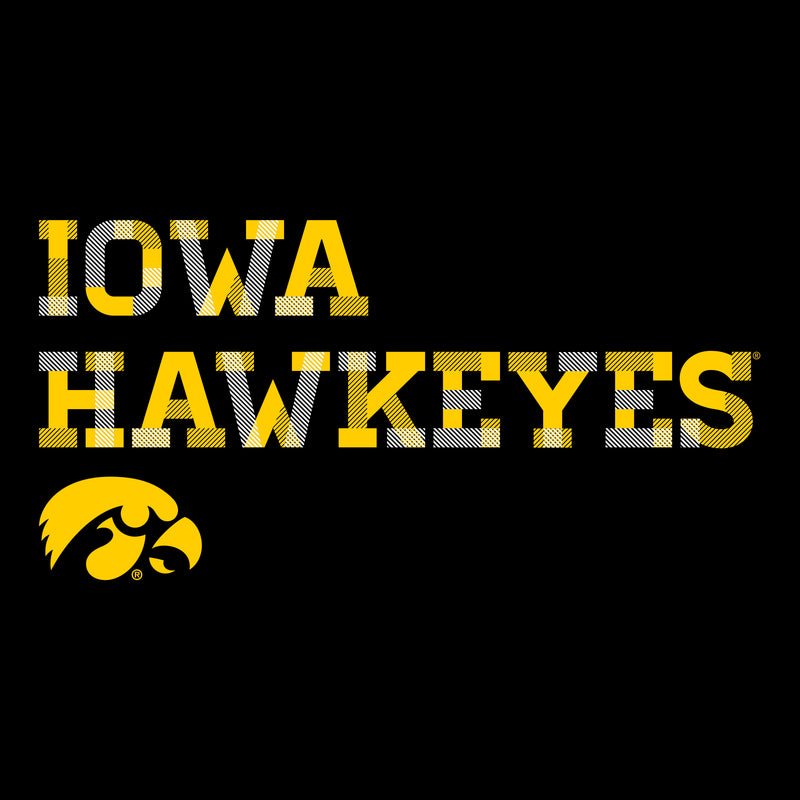 University of Iowa Hawkeyes Patchwork Cotton Long Sleeve T Shirt - Black