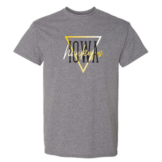 University of Iowa Hawkeyes Gradient Triangle Basic Cotton Short Sleeve T Shirt - Graphite Heather