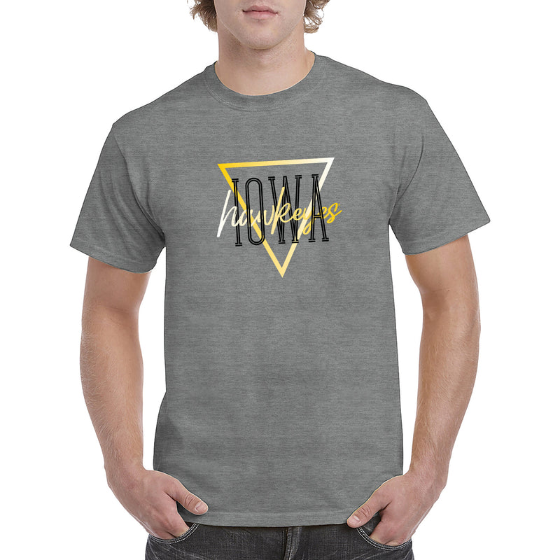 University of Iowa Hawkeyes Gradient Triangle Basic Cotton Short Sleeve T Shirt - Graphite Heather