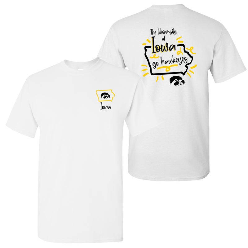 University of Iowa Hawkeyes Playful Sketch Basic Cotton Short Sleeve T Shirt - White