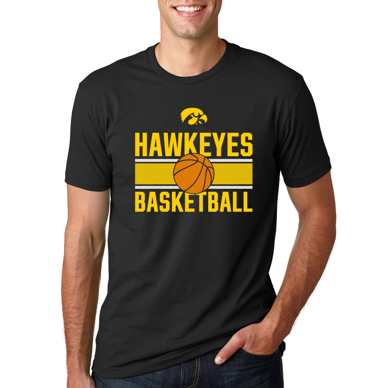 Iowa Hawkeyes Basketball Mesh Premium Cotton Short Sleeve T Shirt - Black