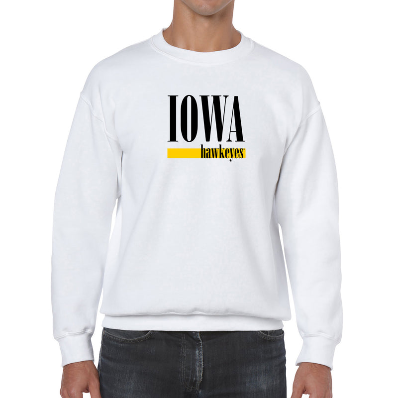 University of Iowa Hawkeyes Boldline Basic Cotton Crewneck Sweatshirt - White