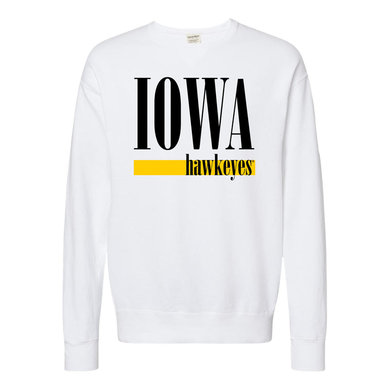 Iowa Boldline Garment-Dyed Crewneck Sweatshirt - White