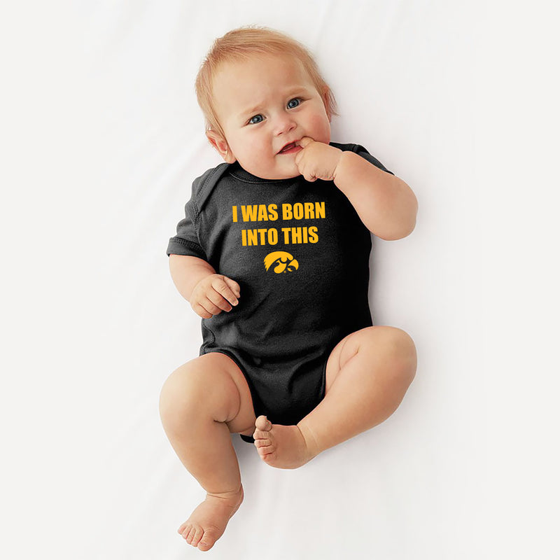 Iowa Hawkeyes Born Into This Infant Creeper Bodysuit - Black