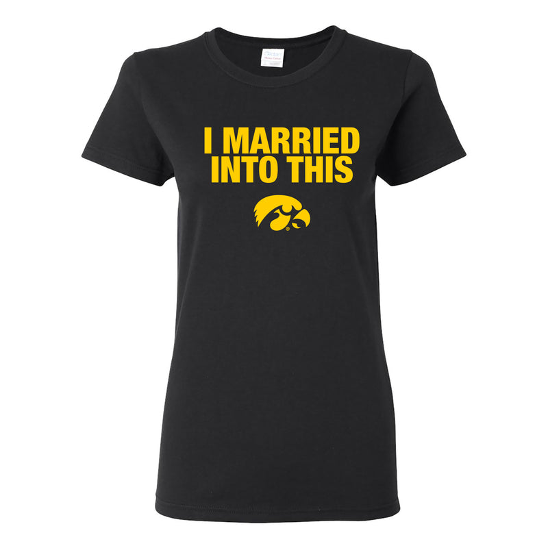University of Iowa Hawkeyes I Married Into This Womens Short Sleeve T-Shirt - Black