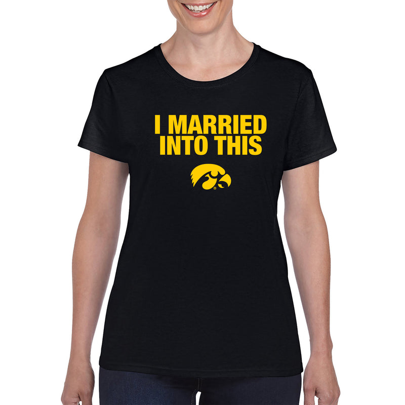 University of Iowa Hawkeyes I Married Into This Womens Short Sleeve T-Shirt - Black