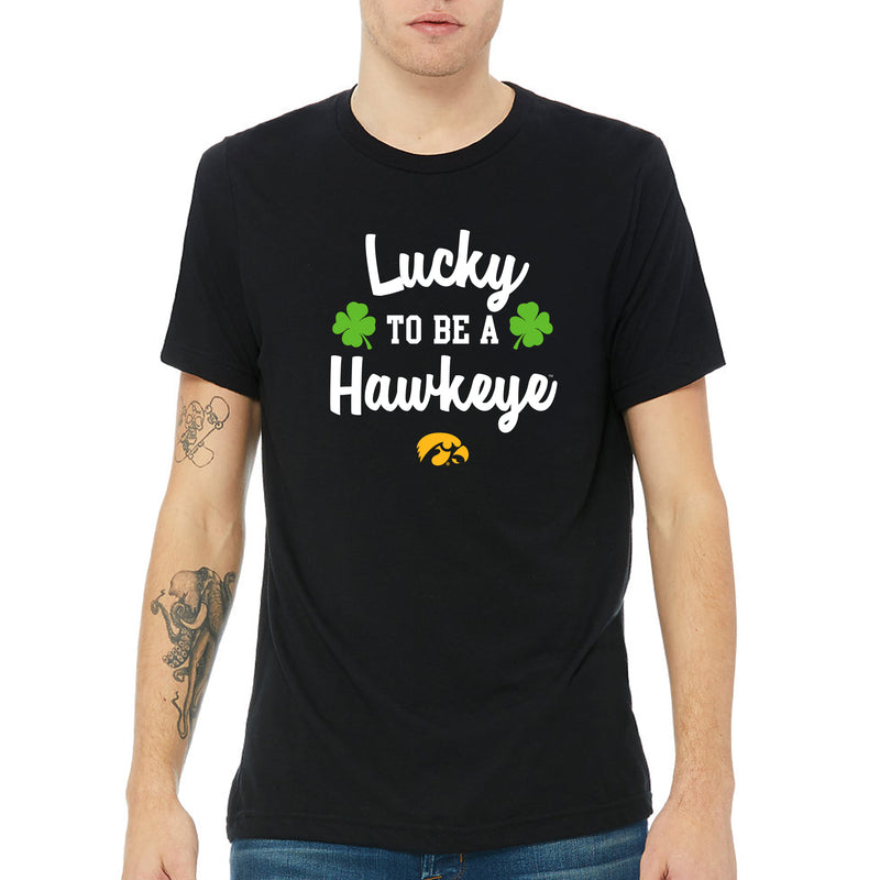 Iowa Hawkeyes Lucky to be a Hawkeye Triblend T Shirt - Solid Black