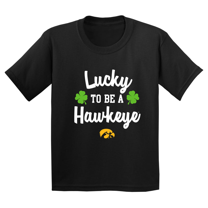 Iowa Hawkeyes Lucky to be a Hawkeye Youth T Shirt - Black