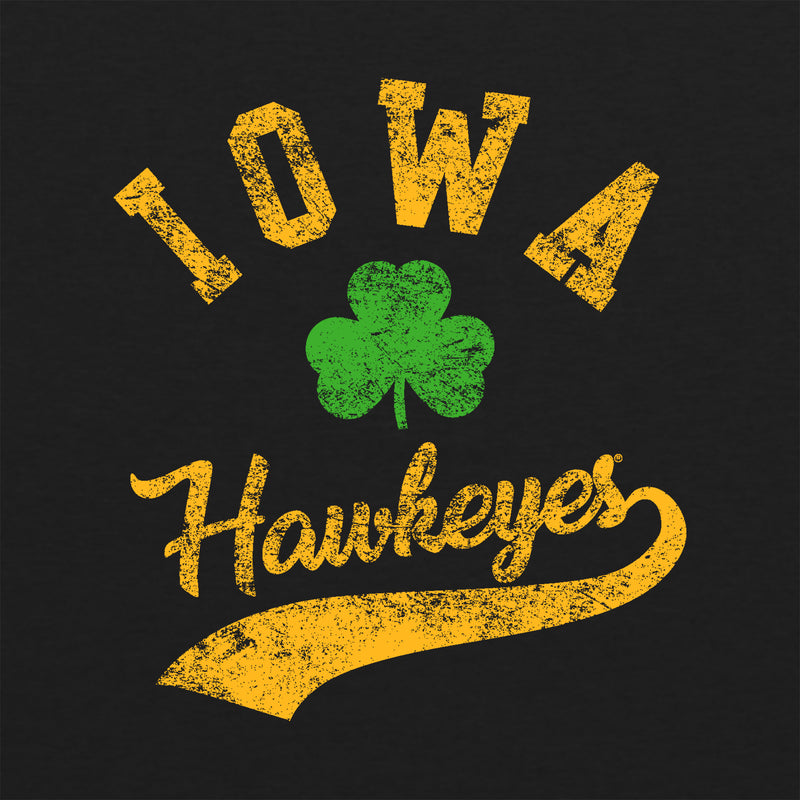 Iowa Hawkeyes Retro Clover Script Triblend T Shirt - Vintage Black