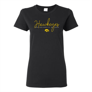 Iowa Thin Script Womens T-Shirt - Black