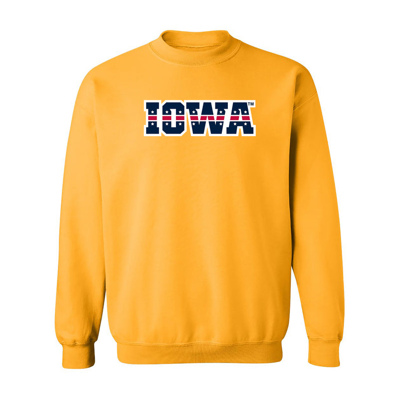 University of Iowa Hawkeyes Patriotic Wordmark, Team Color Crewneck