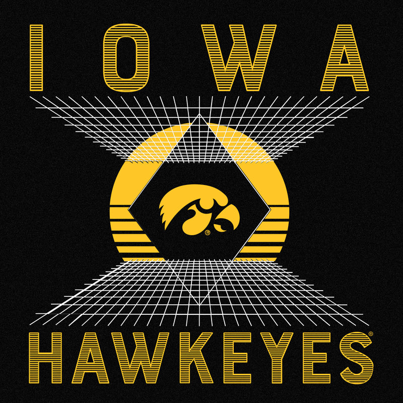 Iowa Hawkeyes Vaporwave Grid Triblend T Shirt - Solid Black